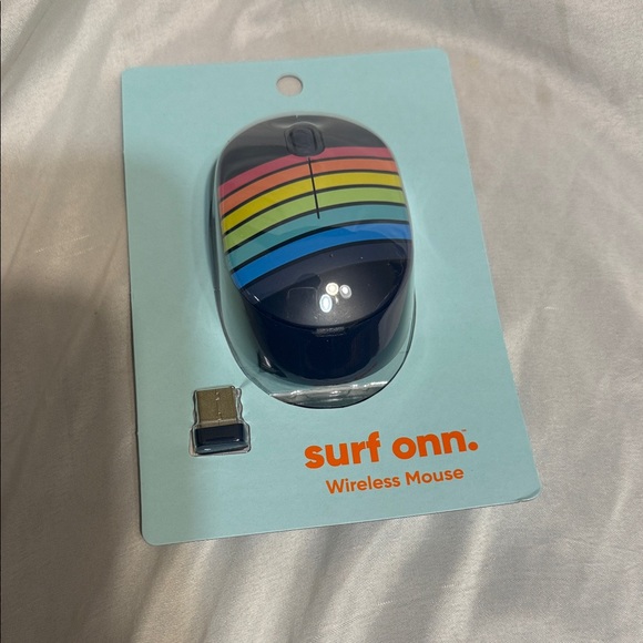 Onn Other - Surf Onn. Wireless Mouse - Black with Rainbow Stripes